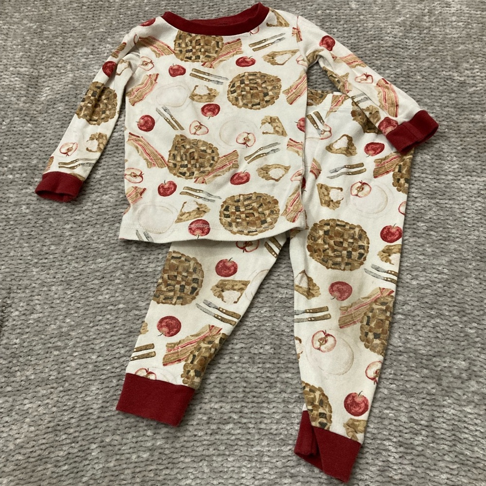 BURTS BEES Apple Pie Pajama Set 12 months‎ Baking Fall Organic Cotton